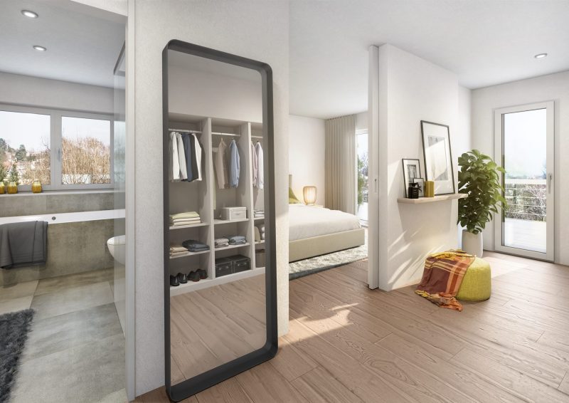 Master-Bedroom mit Ankleidebereich und Bad - Eigentumswohnung kaufen in Binningen